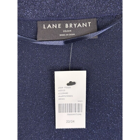 LANE BRYANT Lurex Open Front Modern Cardigan 22/24 Maritime Blue Sparkle Shimmer - Picture 3 of 11